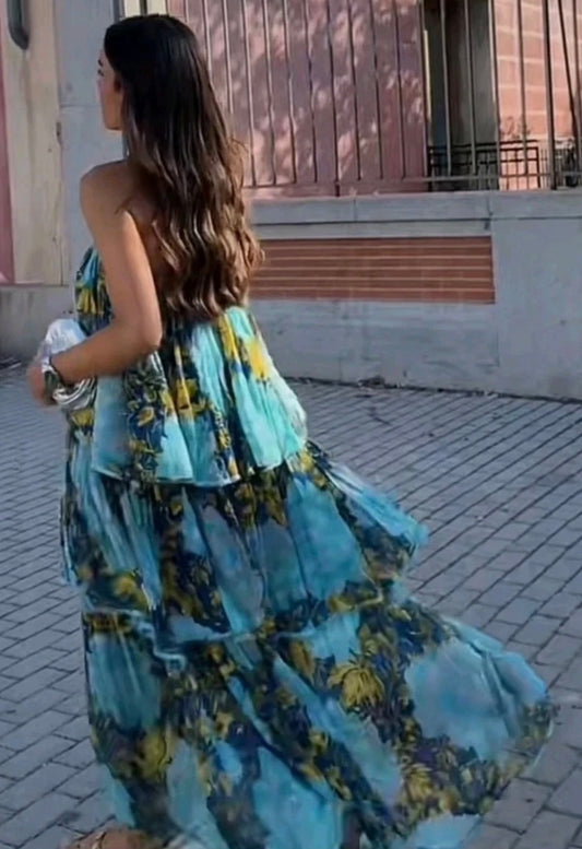 Zara Blue Bandeau maxi dress 3001/119
