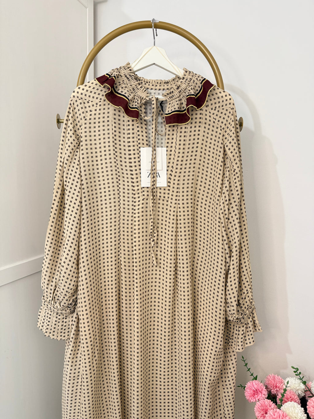 Printed Long Sleeves Midi Dress