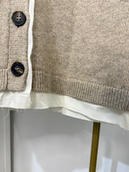     Zara beige knit cardigan button and hem detail