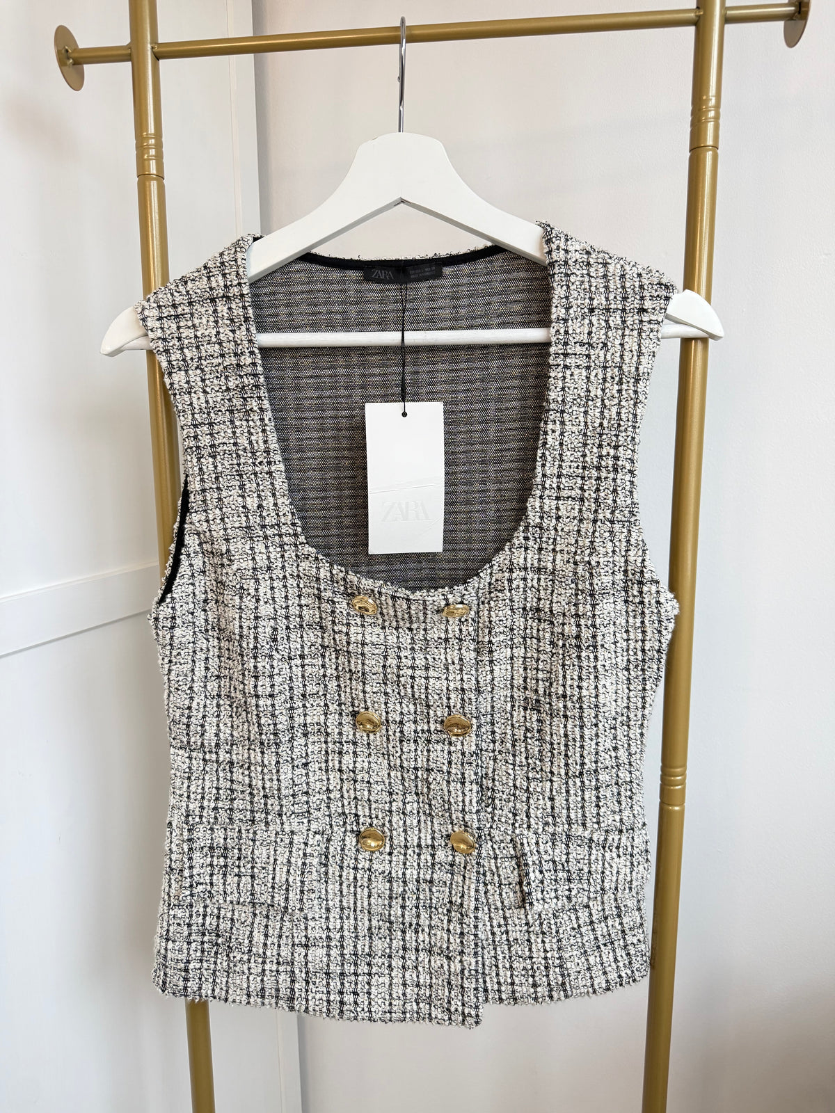 Zara Black Tweed Waistcoat 5644/103
