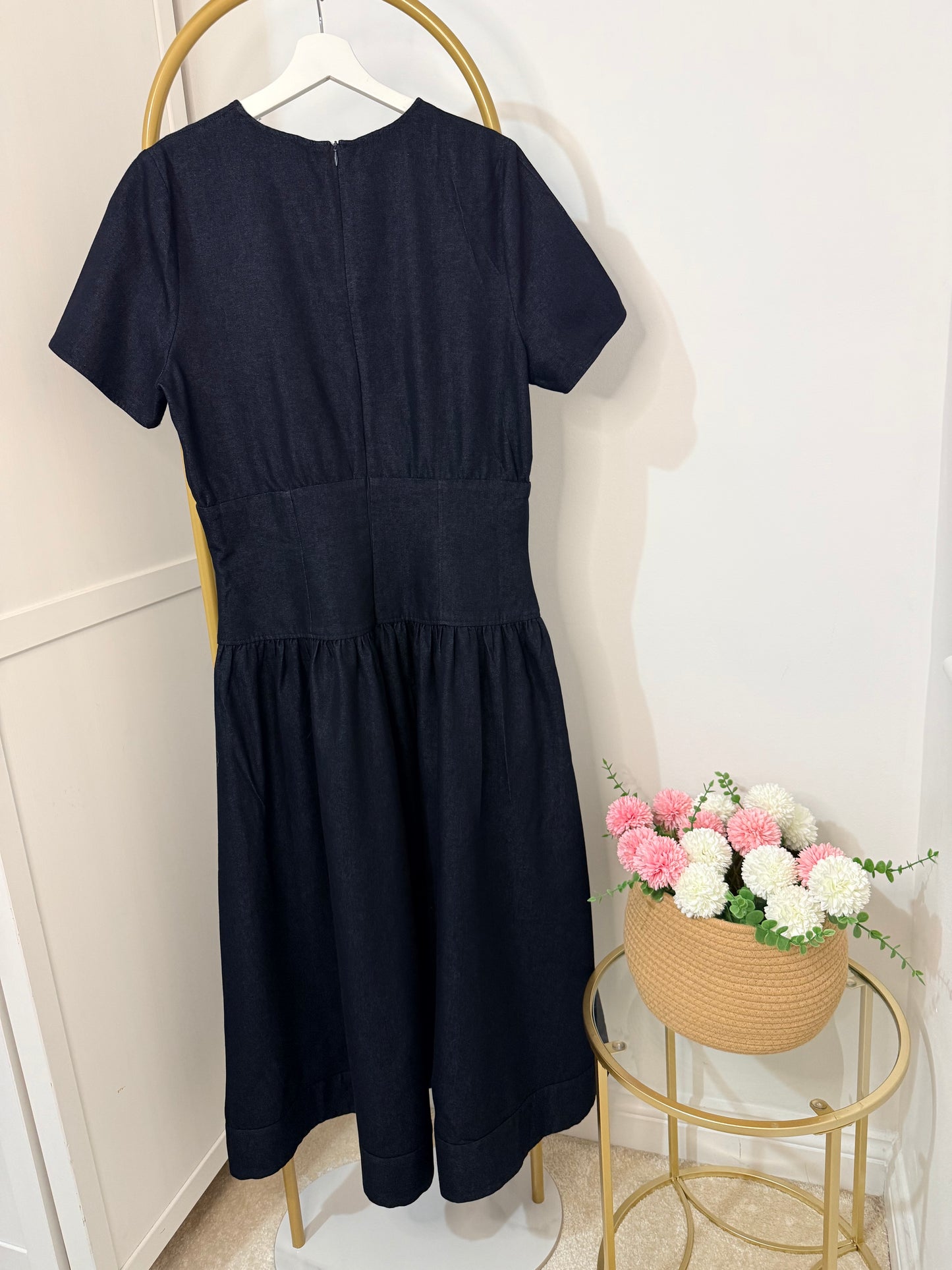 Zara blue denim midi dress