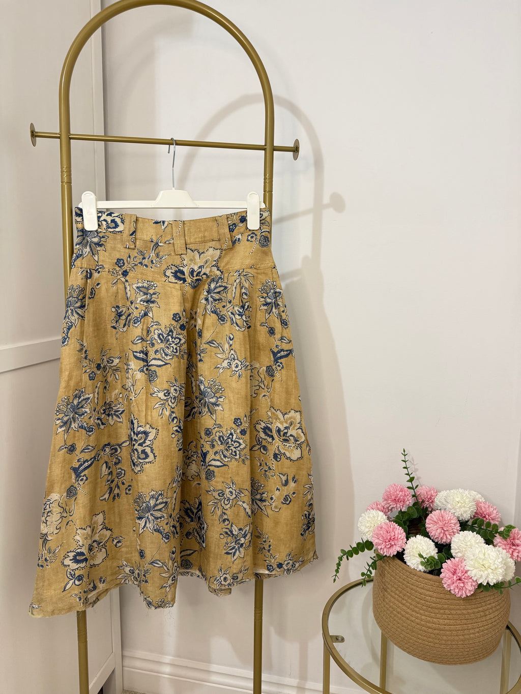 Zara Beige Printed Midi Skirt 8293/020