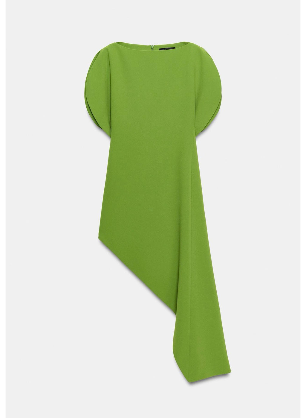 Green short sleeves asymmetrical midi dress