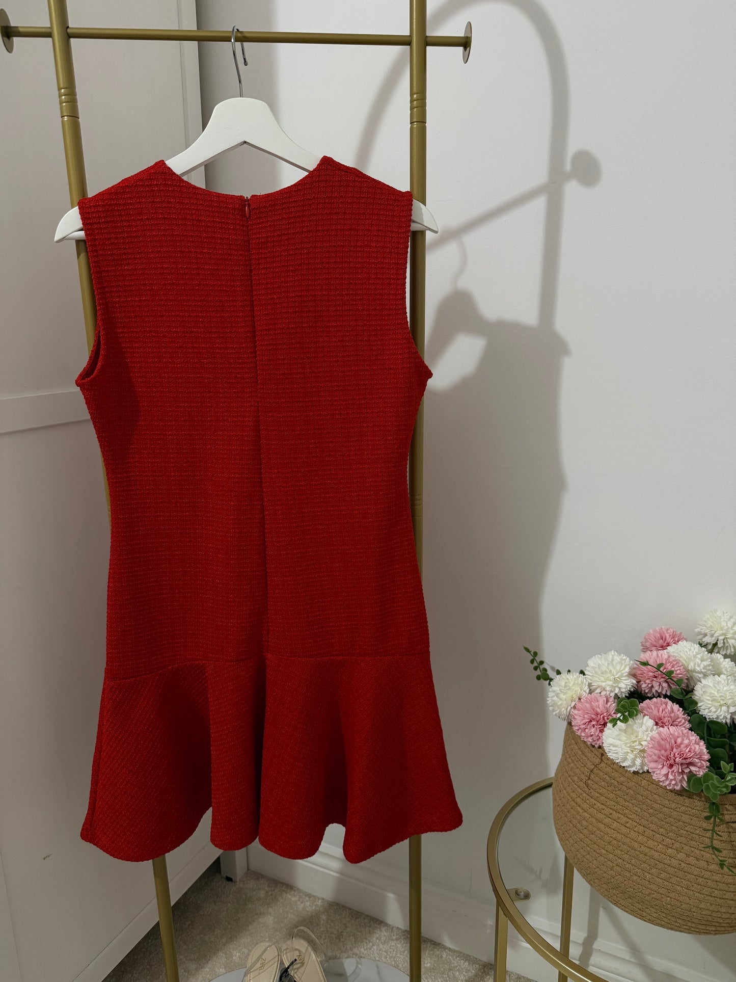 Zara tweed red sleeveless mini dress 5584/189