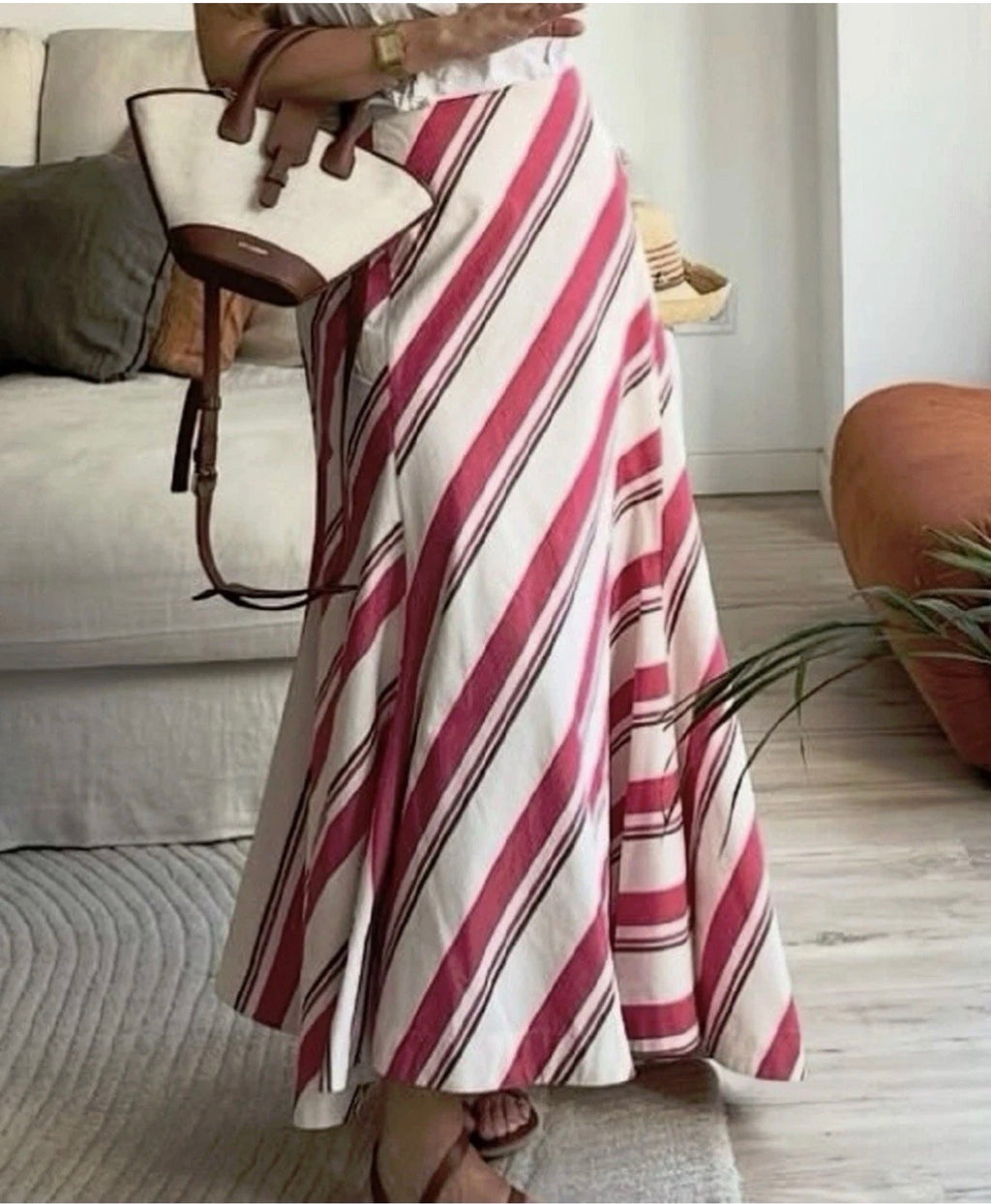 Zara Striped Asymmetric Midi Skirt 4437/243