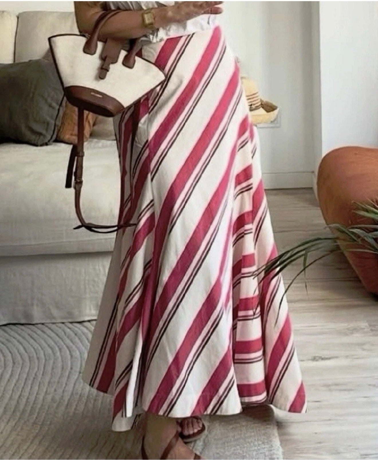 Zara striped asymmetrical midi skirt 4437/243