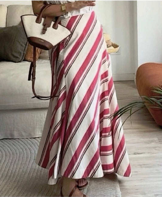 Zara Striped Asymmetric Midi Skirt 4437/243