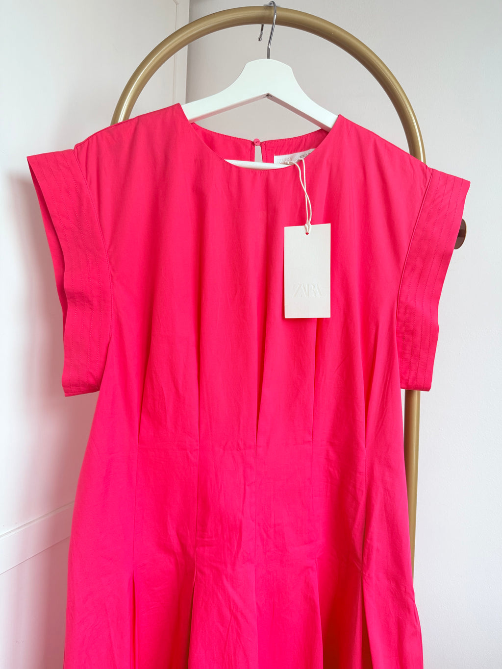 Pink poplin midi dress