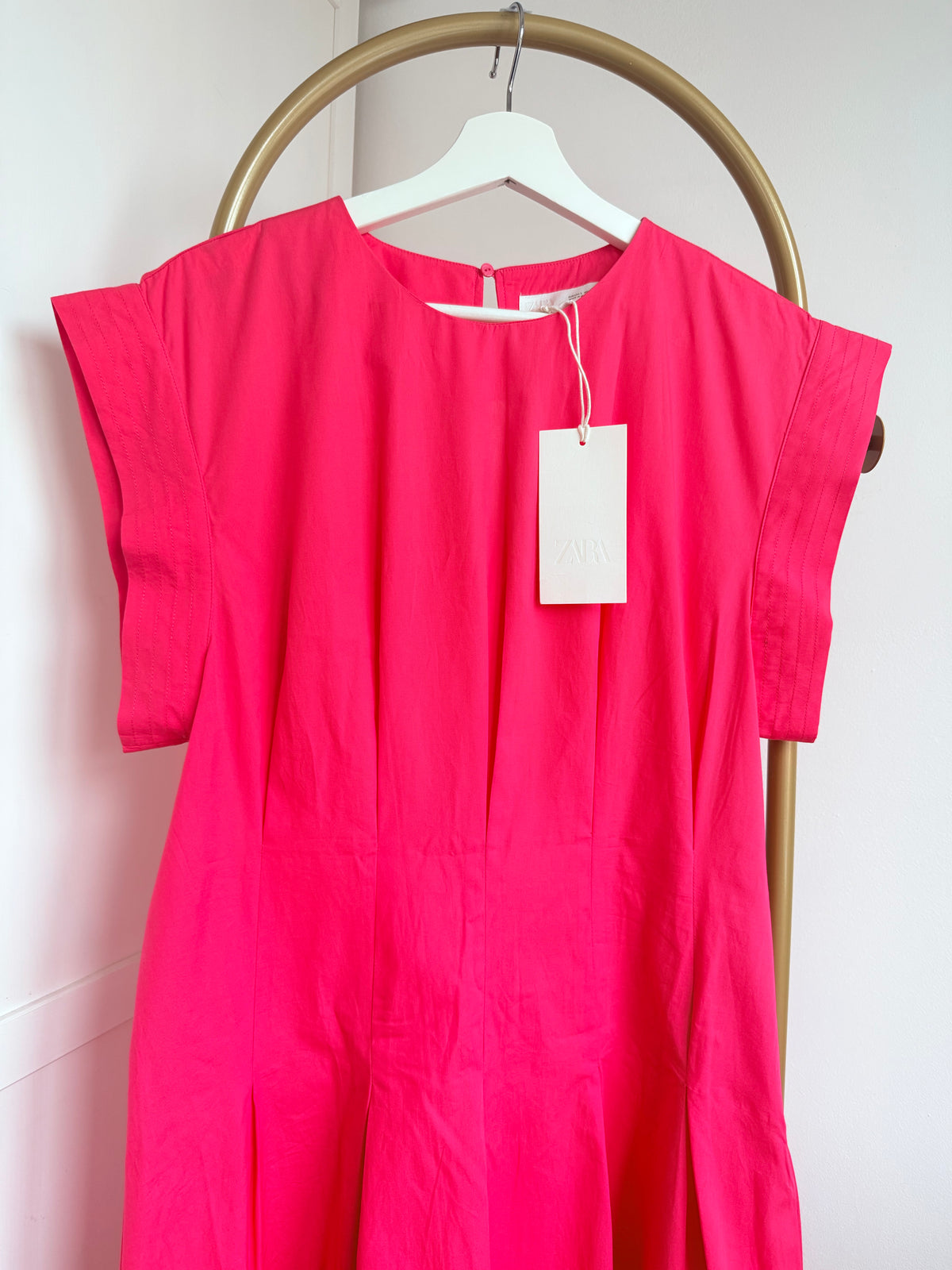 Pink poplin midi dress