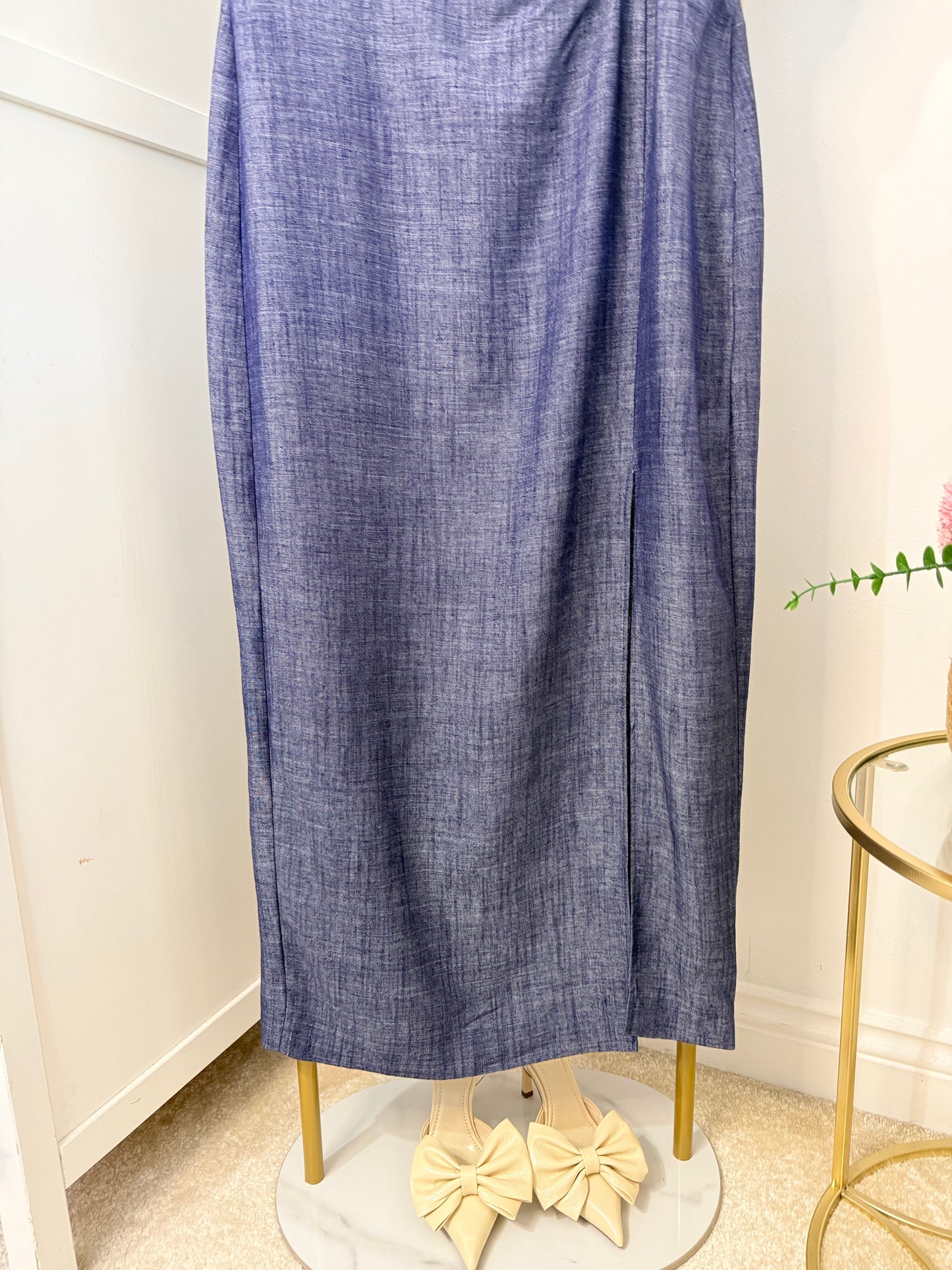Zara blue short sleeves midi dress 3720/787