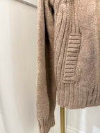     Zara beige knit cardigan pocket and sleeve detail