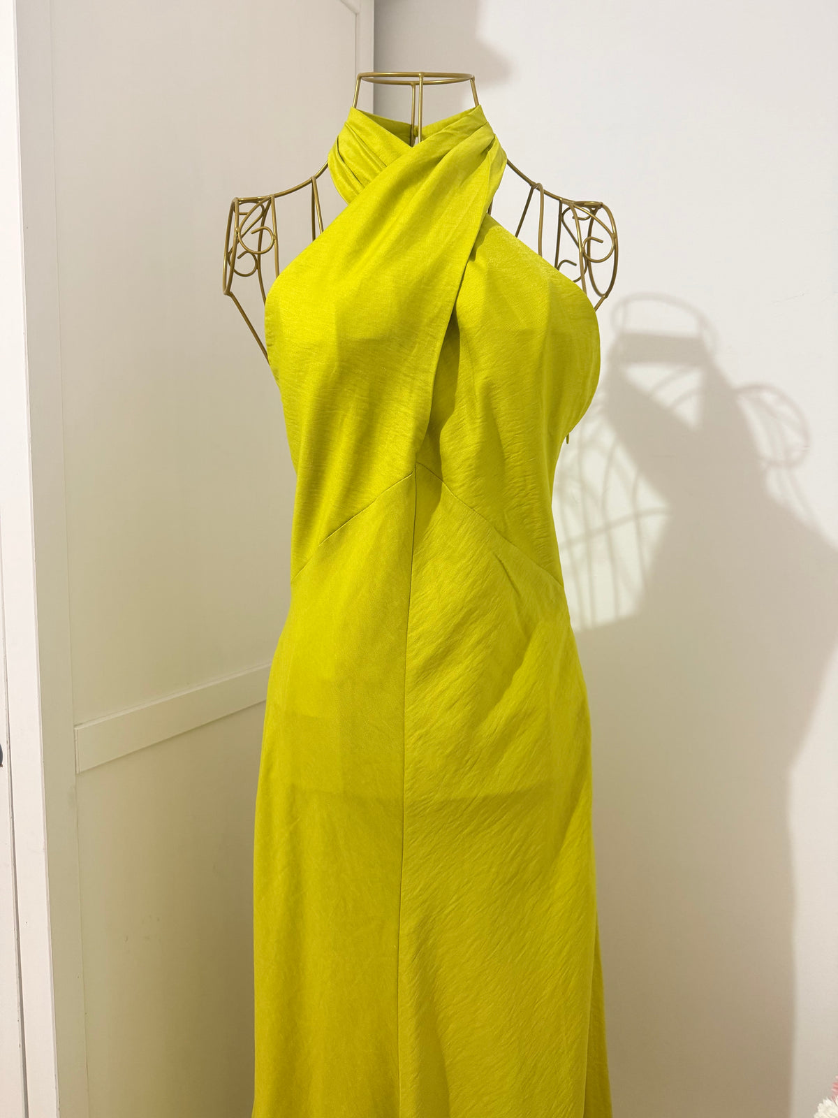 Lime Halter Neck Midi Dress