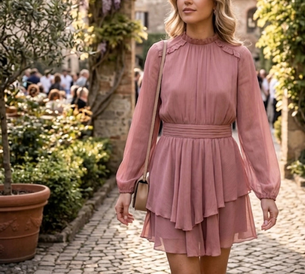 Zara pale pink ruffle mini dress 5029/172