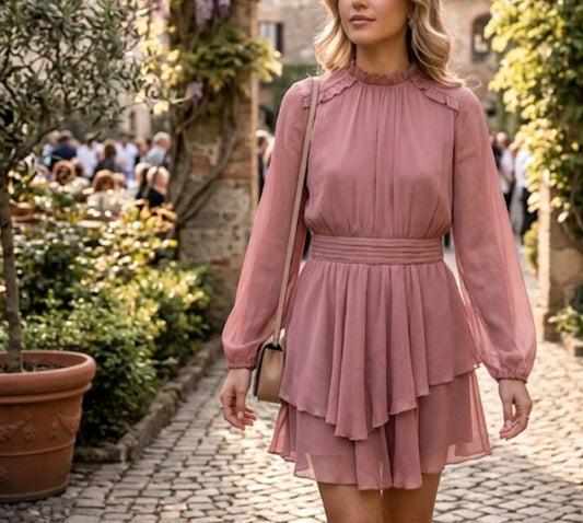 Zara pale pink ruffle mini dress 5029/172