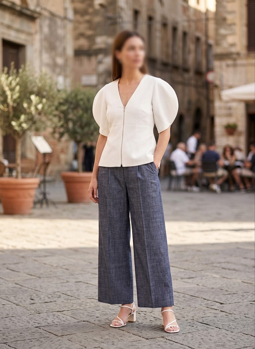 White Short Puff Sleeves Top