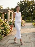 White Co Ord Set Top and Skirt